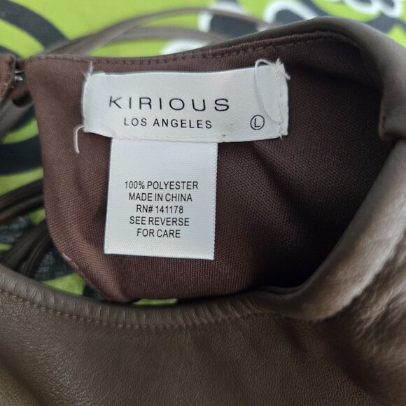 Kirious womens size large brown faux leather open back criss cross crop top - Picture 5 of 9